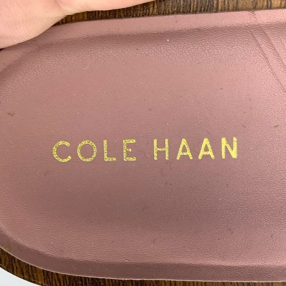 Cole Haan Braelyn Footbed Burlwood Blush Pink Suede Women’s Flat Sandal Sz 7